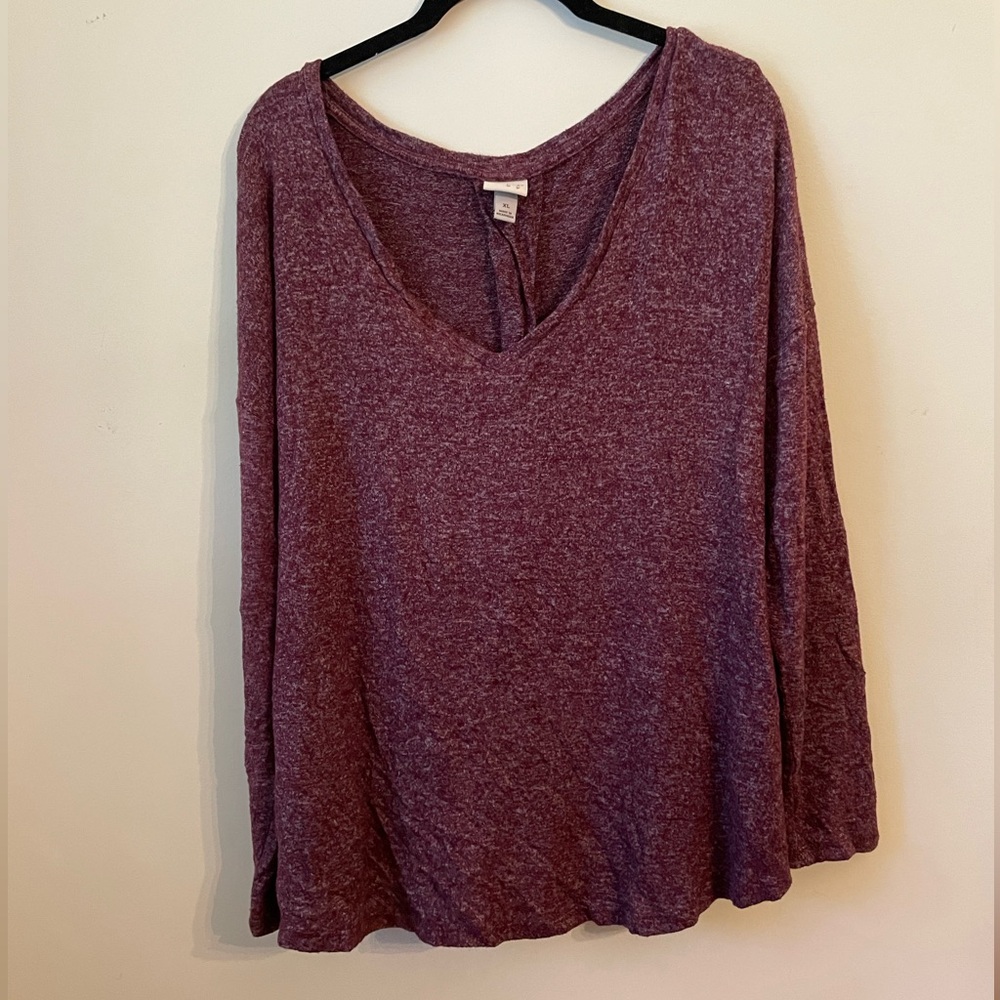 a new day Women's Burgundy Long Sleeve Top